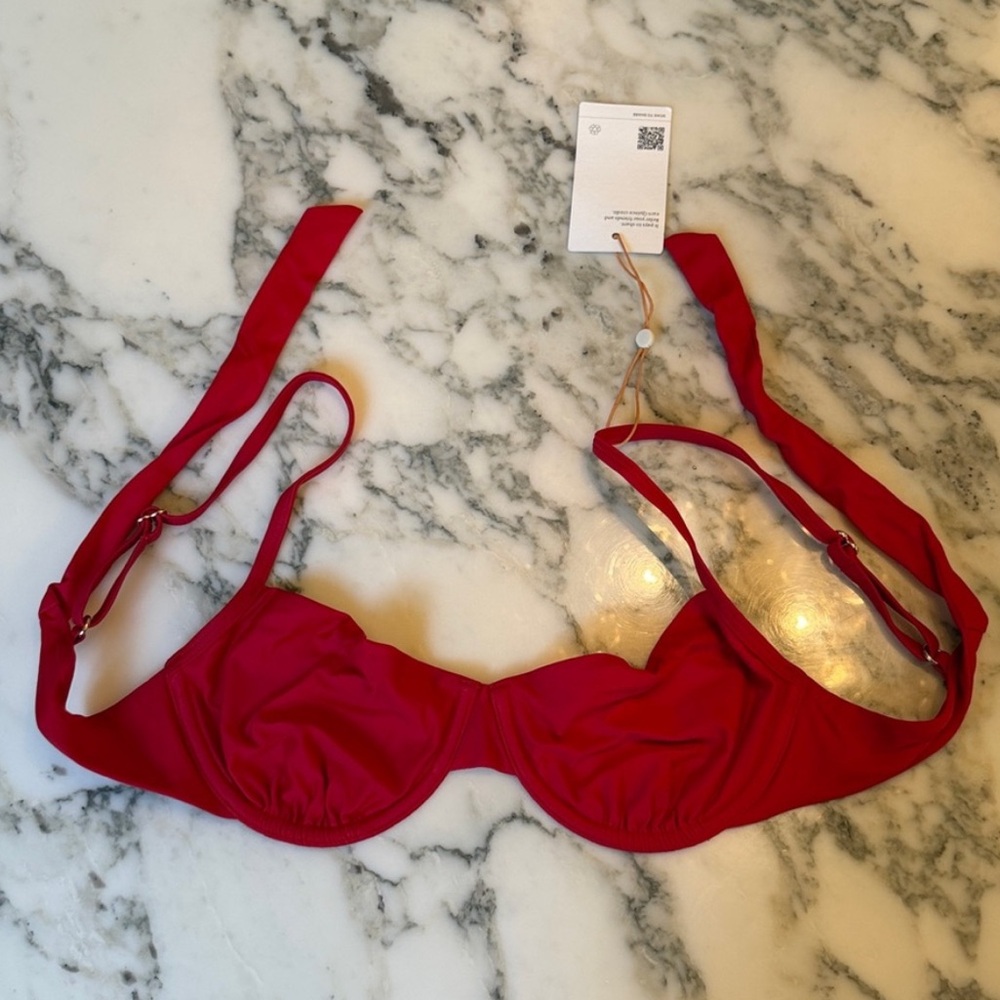 NWT Quince Women's Italian Demi Bikini Top Red Size S, M, L and XL - Picture 13 of 14